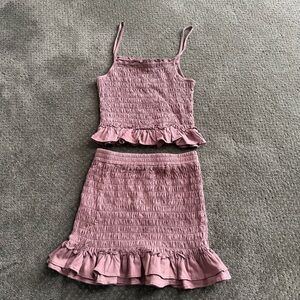 ANTHROPOLOGIE - Pink Smocked Tank Top and Skirt Set